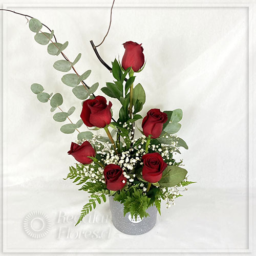 Arreglo Berenice. 6 rosas rojas | Regalar Flores, Envio de flores, desayunos y regalos a domicilio