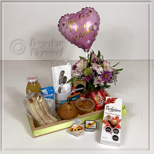 Desayuno Feliz Día con flores y Globo | Regalar Flores, Envio de flores, desayunos y regalos a domicilio