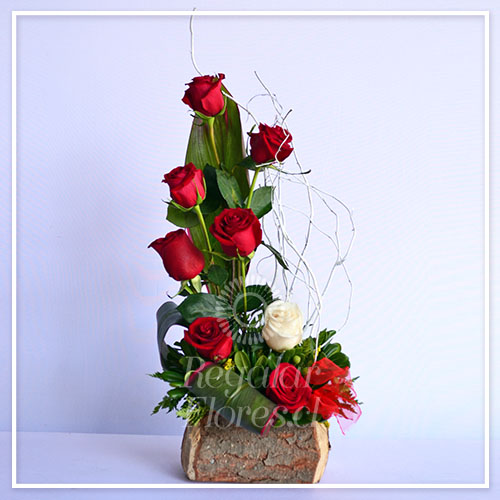 Arreglo Blanco y Rojo | Regalar Flores, Envio de flores, desayunos y regalos a domicilio