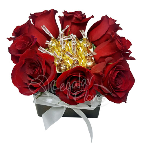 Arreglo Rosas y Kisses | Regalar Flores, Envio de flores, desayunos y regalos a domicilio