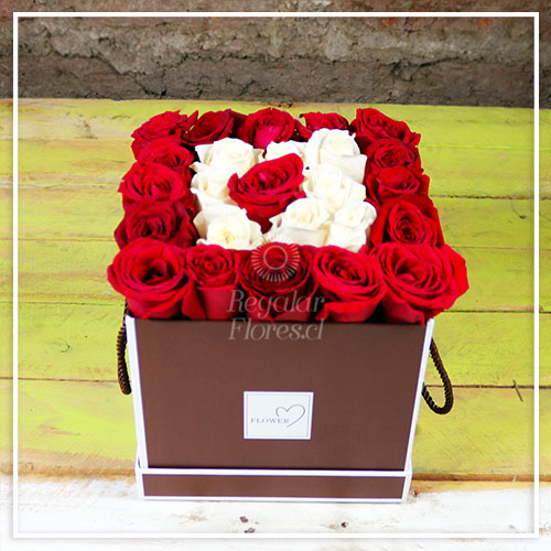 Caja 25 rosas rojas y blancas | Regalar Flores, Envio de flores, desayunos y regalos a domicilio
