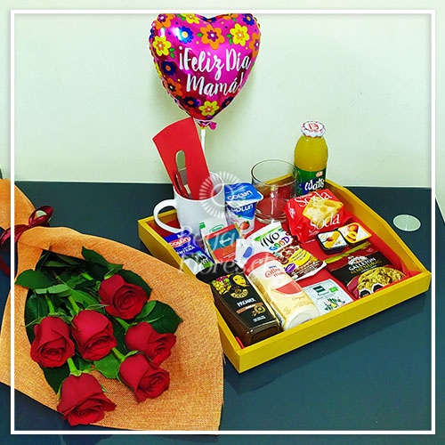 Desayuno coffee + 6 rosas + Globo | Regalar Flores, Envio de flores, desayunos y regalos a domicilio