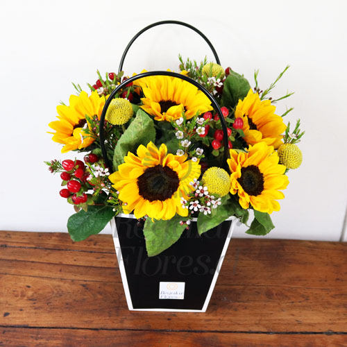 Bolso de girasoles | Regalar Flores, Envio de flores, desayunos y regalos a domicilio