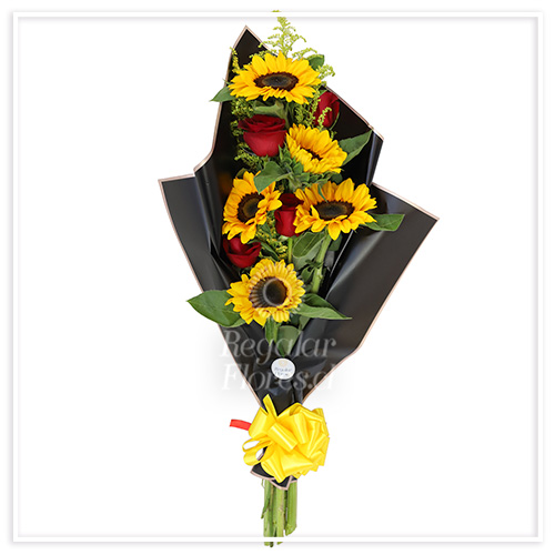 Ramo de rosas y girasoles en negro | Regalar Flores, Envio de flores, desayunos y regalos a domicilio