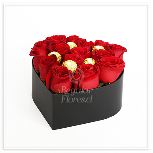 Corazón de 15 rosas y 5 Ferreros | Regalar Flores, Envio de flores, desayunos y regalos a domicilio
