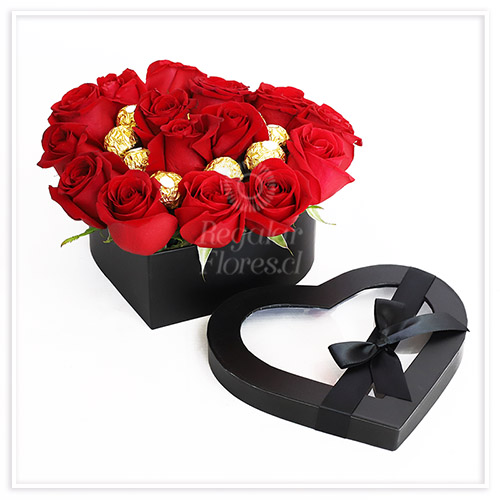 Corazón de 15 rosas y 9 Ferreros | Regalar Flores, Envio de flores, desayunos y regalos a domicilio