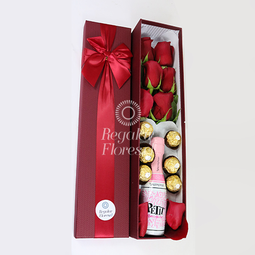 Caja 6 rosas y Espumante Petit | Regalar Flores, Envio de flores, desayunos y regalos a domicilio