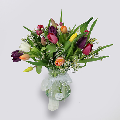 Florero 25 tulipanes | Regalar Flores, Envio de flores, desayunos y regalos a domicilio