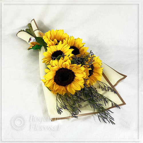 Ramo 5 girasoles | Regalar Flores, Envio de flores, desayunos y regalos a domicilio