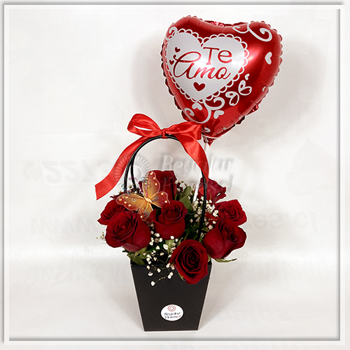 Bolso 10 rosas y globo | Regalar Flores, Envio de flores, desayunos y regalos a domicilio