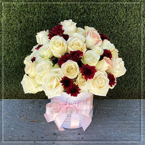 Caja cilindro Rosas y Minirosas | Regalar Flores, Envio de flores, desayunos y regalos a domicilio