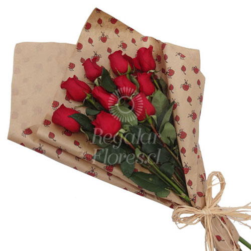 Ramo 10 Rosas Rojas en Kraft | Regalar Flores, Envio de flores, desayunos y regalos a domicilio
