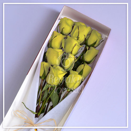 Caja 12 rosas amarillas | Regalar Flores, Envio de flores, desayunos y regalos a domicilio