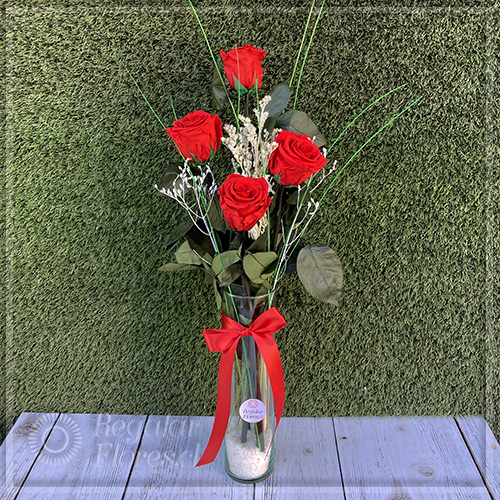 Florero 4 rosas preservadas | Regalar Flores, Envio de flores, desayunos y regalos a domicilio