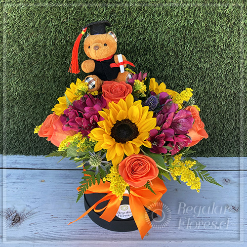 Caja Cilindro Felicidades graduado | Regalar Flores, Envio de flores, desayunos y regalos a domicilio