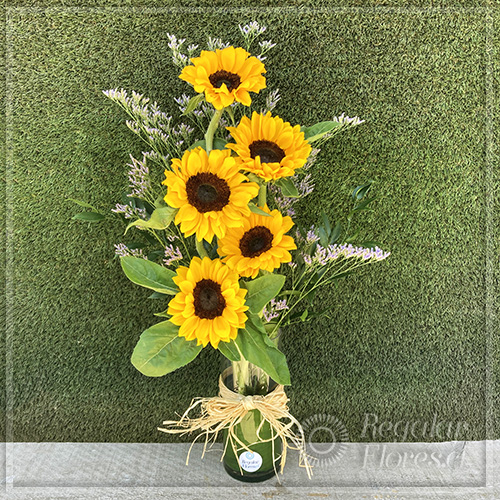 Florero 5 girasoles | Regalar Flores, Envio de flores, desayunos y regalos a domicilio