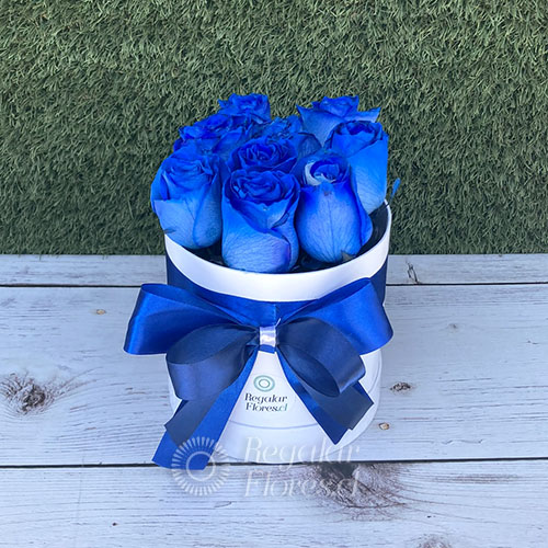 Caja blanca cilindro 9 rosas azules | Regalar Flores, Envio de flores, desayunos y regalos a domicilio