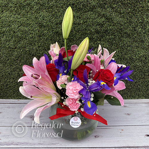 Pecera orientales, rosas e iris | Regalar Flores, Envio de flores, desayunos y regalos a domicilio