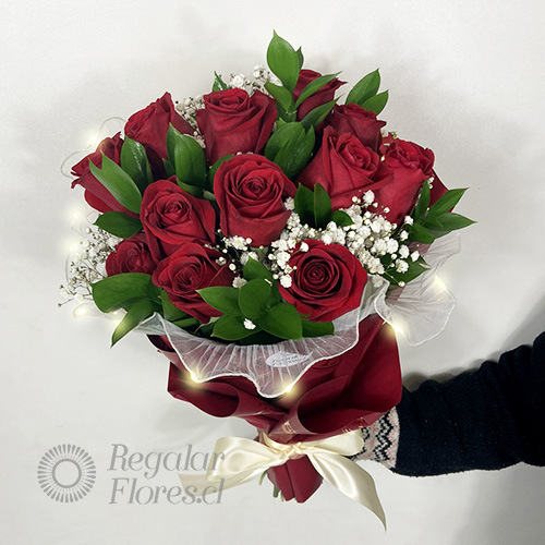 RAMO 12 ROSAS CON LUCES | Regalar Flores, Envio de flores, desayunos y regalos a domicilio