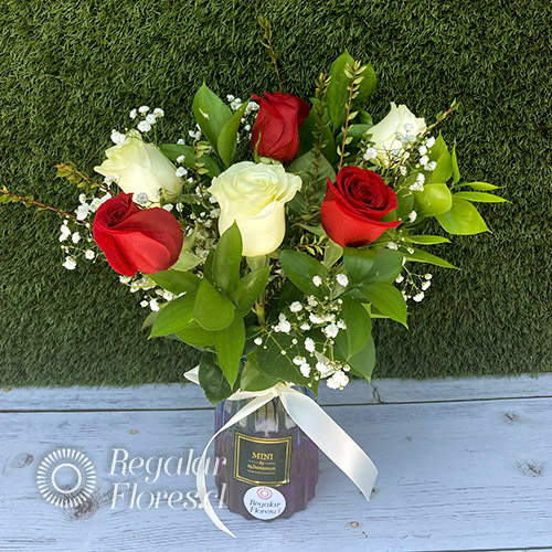 Florero 6 rosas mixtas | Regalar Flores, Envio de flores, desayunos y regalos a domicilio