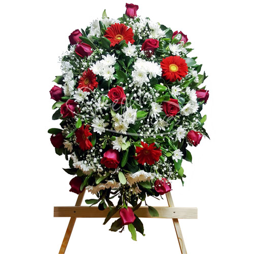 Corona Condolencias Rojo y Blanco | Regalar Flores, Envio de flores, desayunos y regalos a domicilio