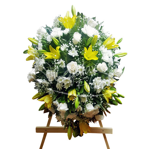 Corona condolencias amarillo y blanco | Regalar Flores, Envio de flores, desayunos y regalos a domicilio