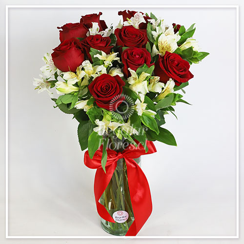 Florero Rosas y Alstroemerias | Regalar Flores, Envio de flores, desayunos y regalos a domicilio